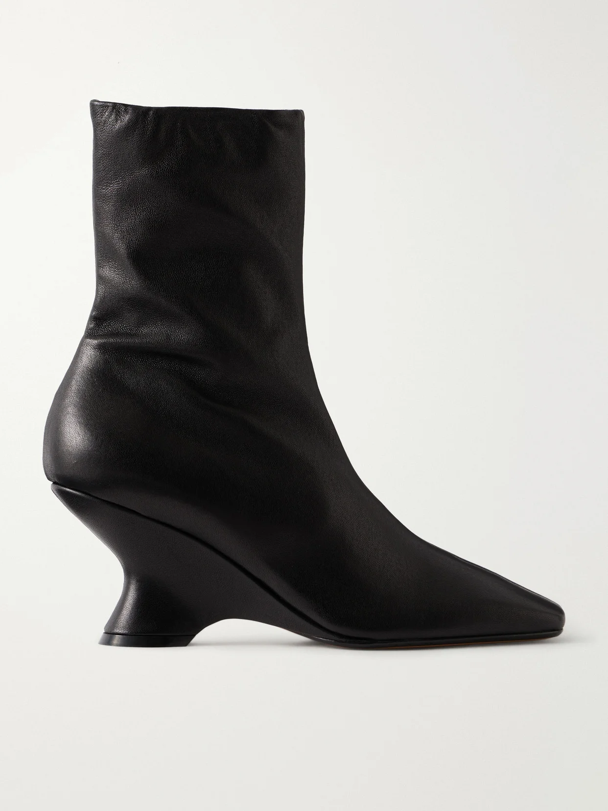 Leather Wedge Ankle Boots - 1