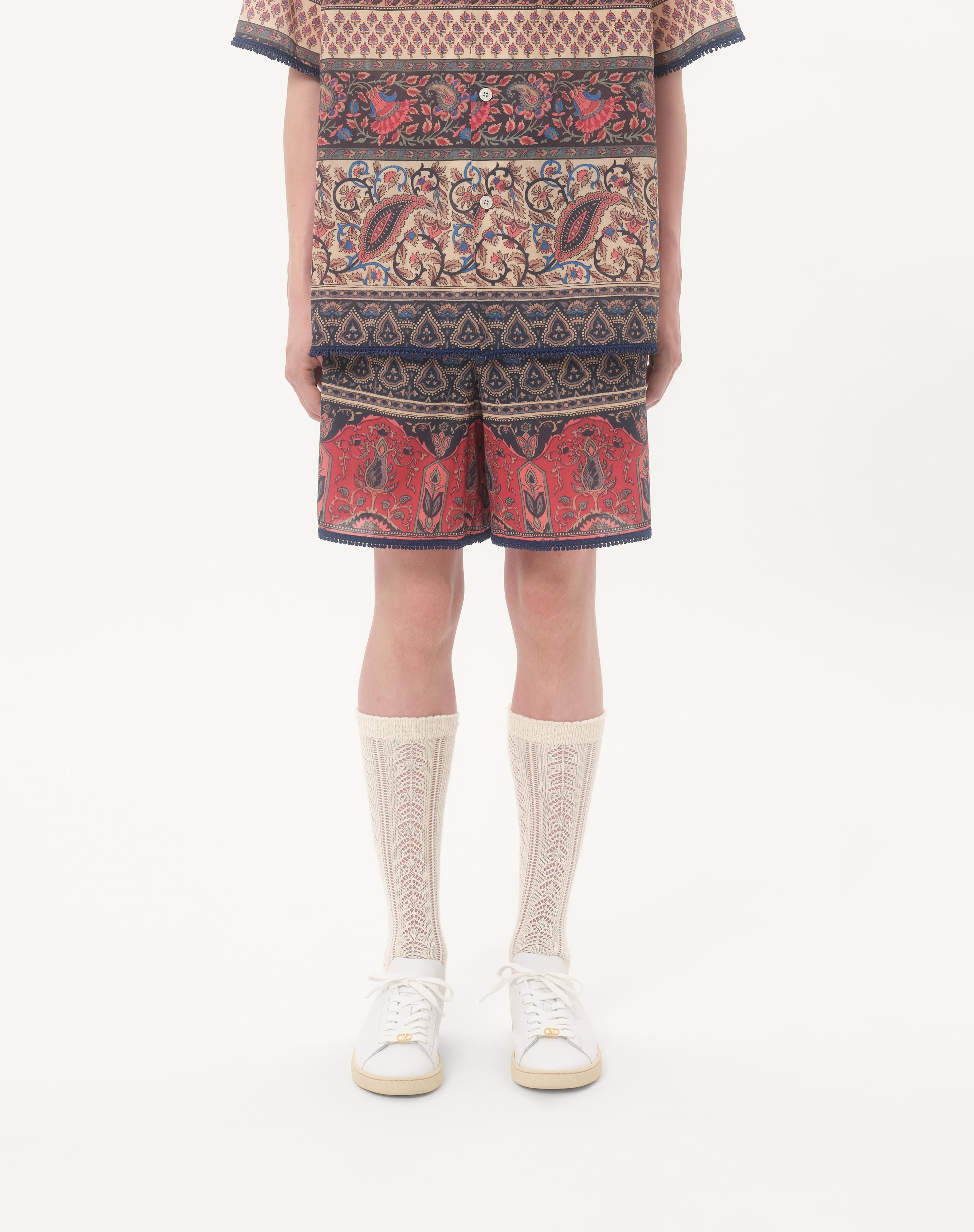 COTTON MUSLIN BERMUDA SHORTS WITH VOYAGE IMAGINAIRE PRINT AND PASSEMENTERIE TRIM - 3