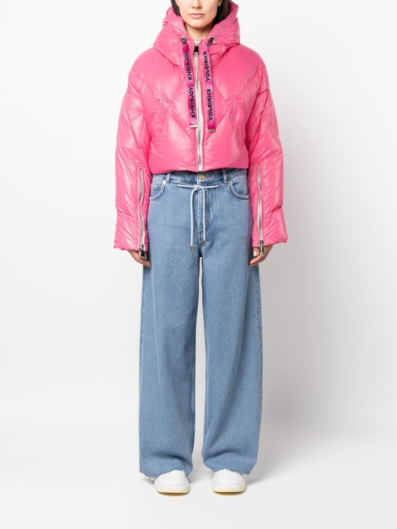 Khrisjoy logo-print drawstring down puffer jacket outlook