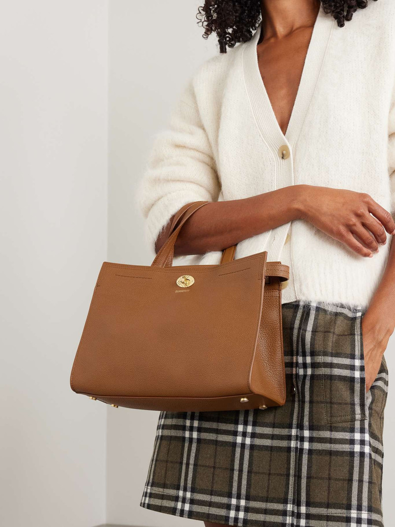 Burberry Textured-leather tote Tan outlook