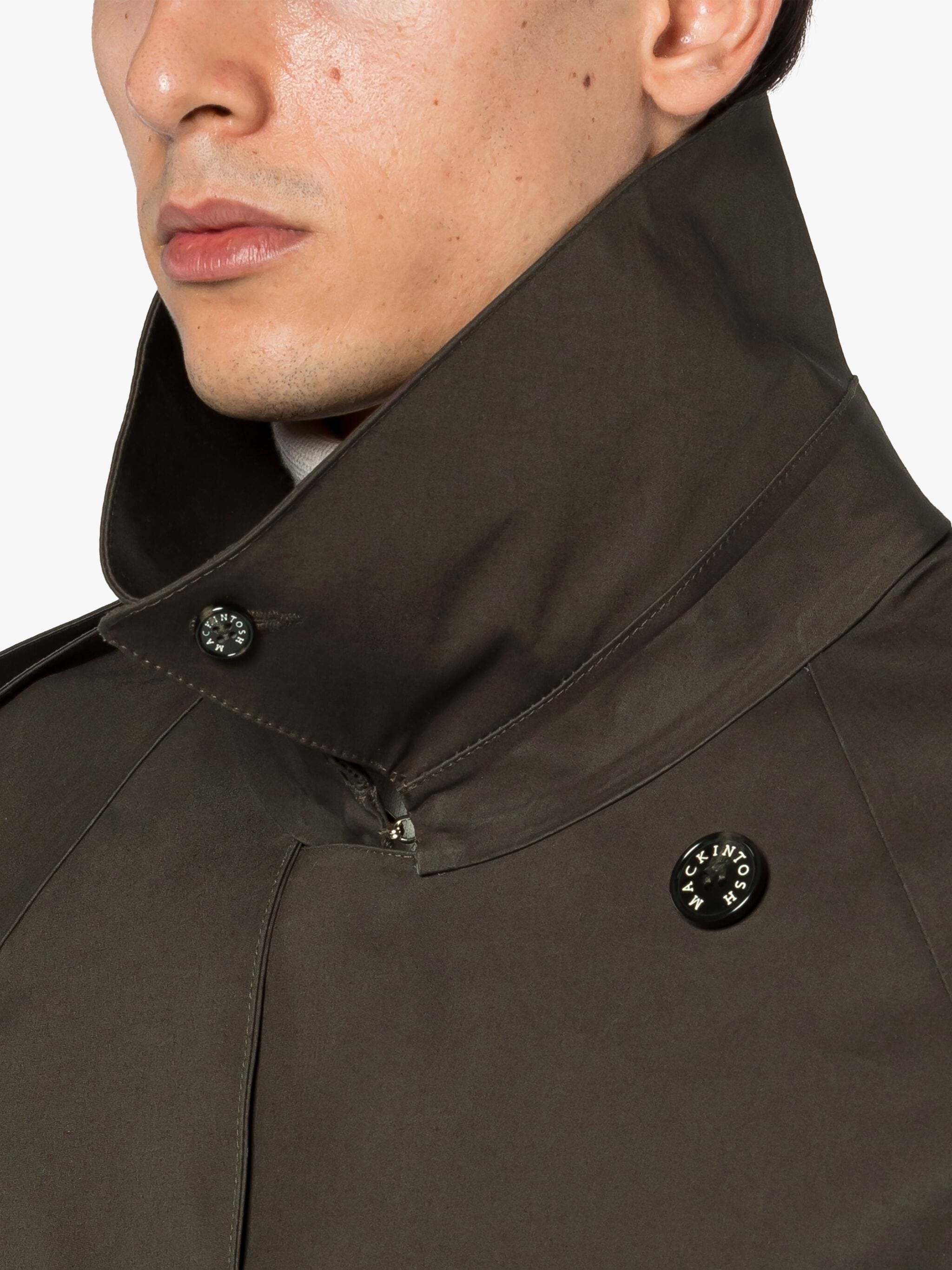 EARLSTON CHOCOLATE BONDED COTTON TRENCH COAT - 5