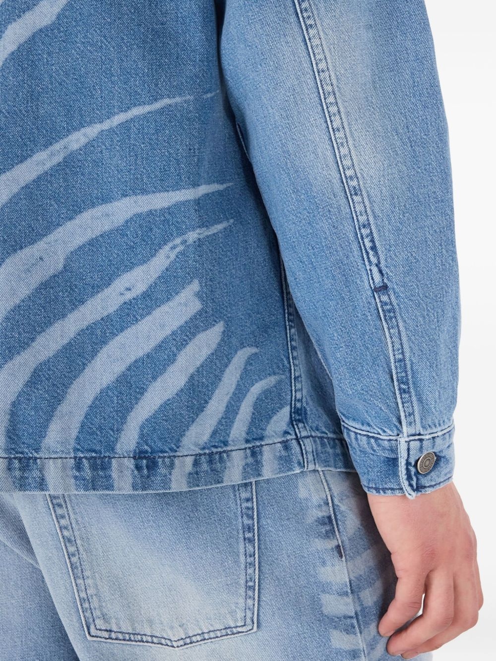 animal-print denim shirt - 6