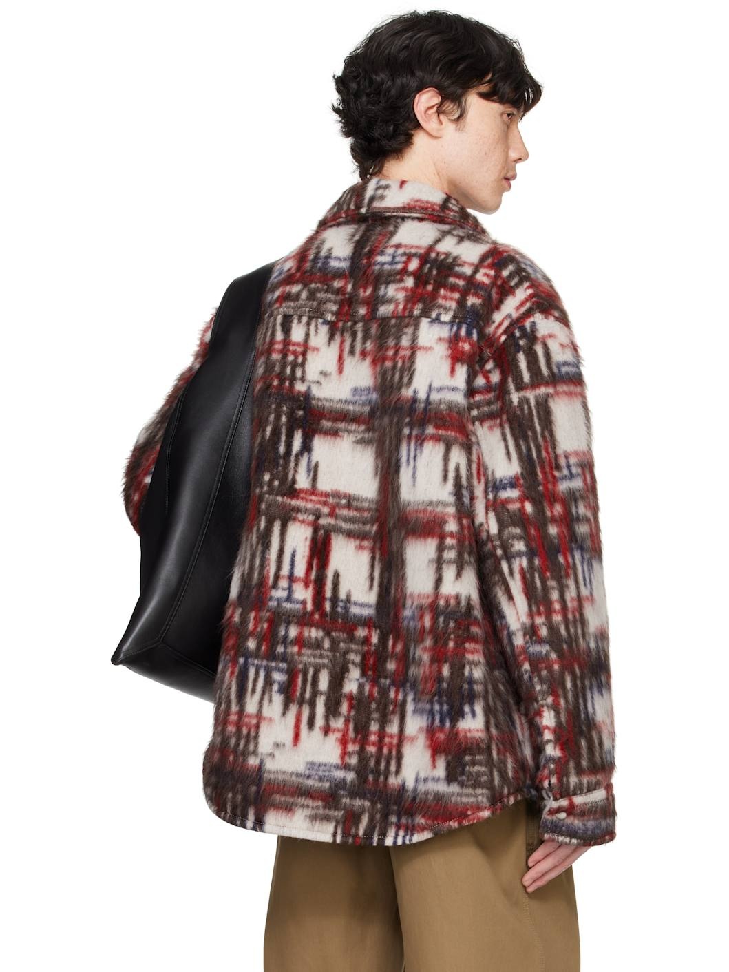 White & Red Alpaca Check Overshirt - 3