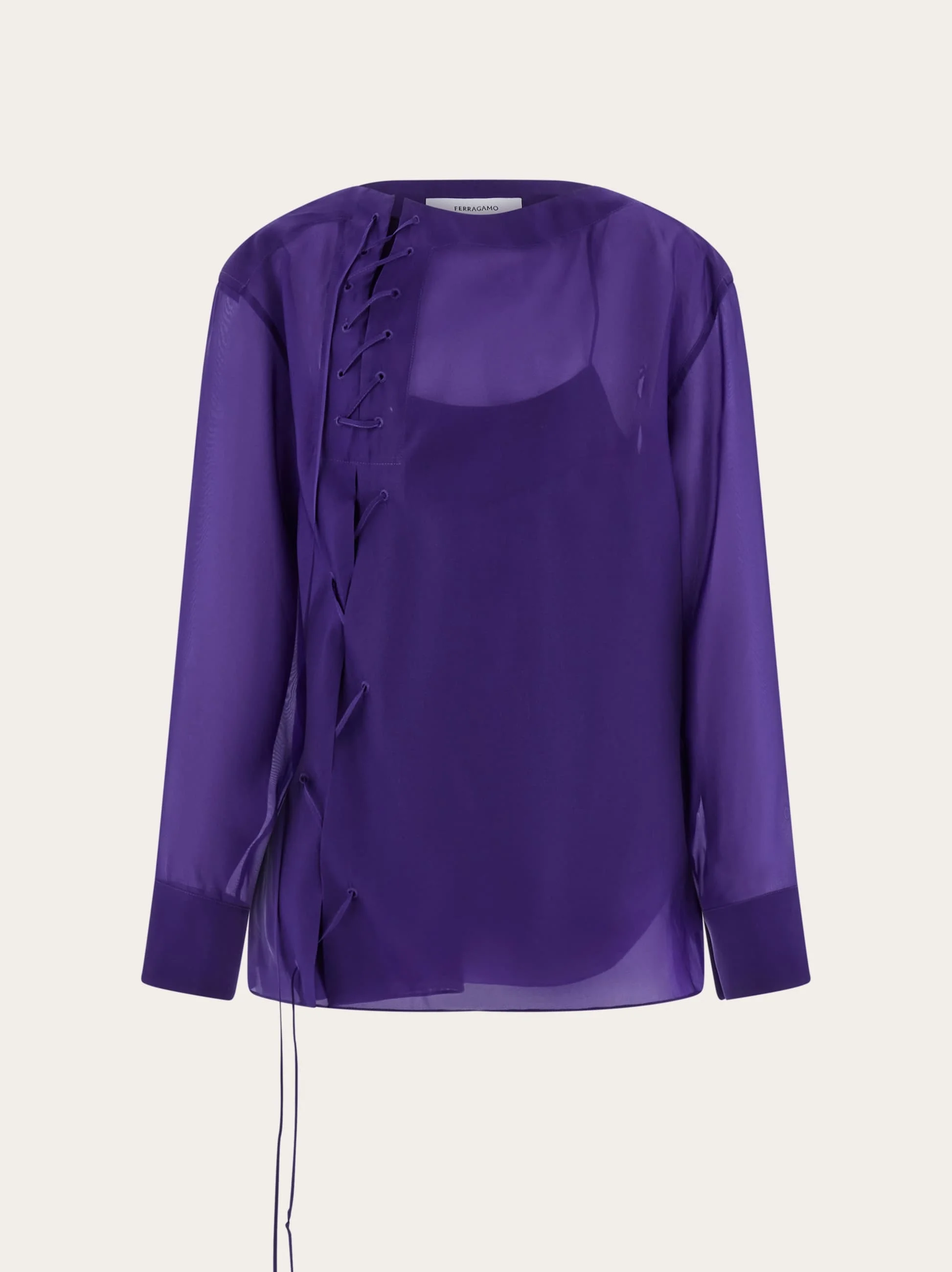Organza blouse with string tie detail - 1