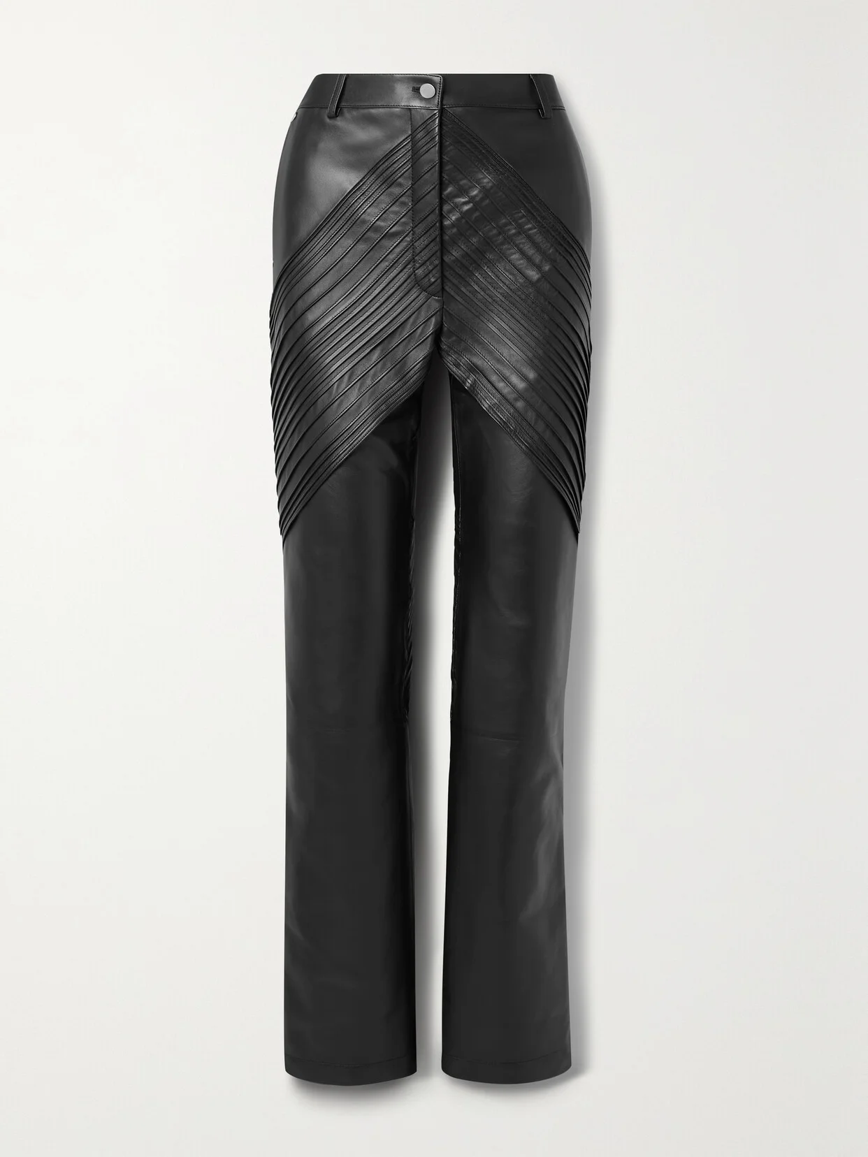 Paneled Leather Straight-leg Pants - 1