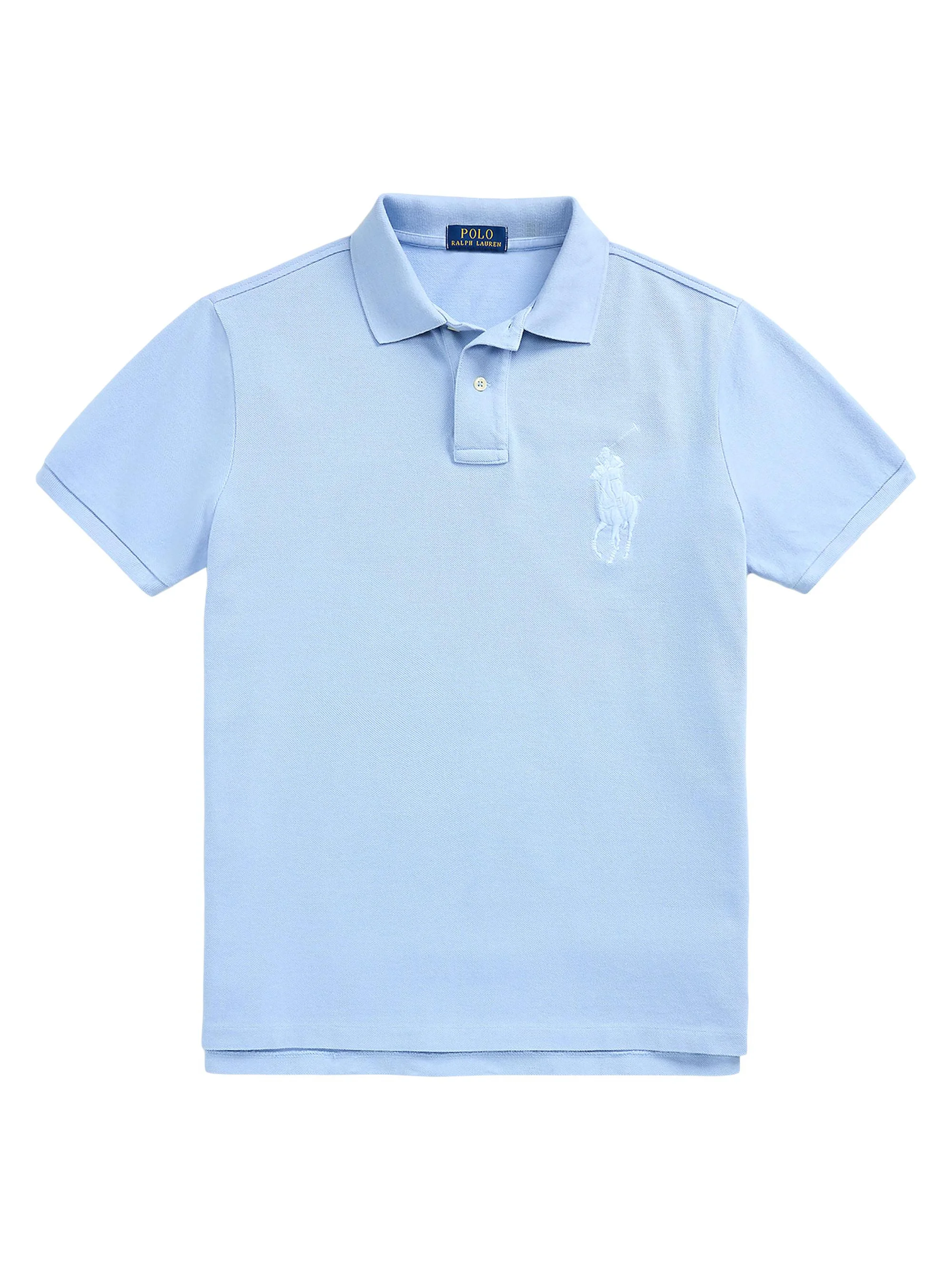 Men's Custom-Slim-Fit Big Pony Mesh Polo Shirt - Chambray Blue - 1