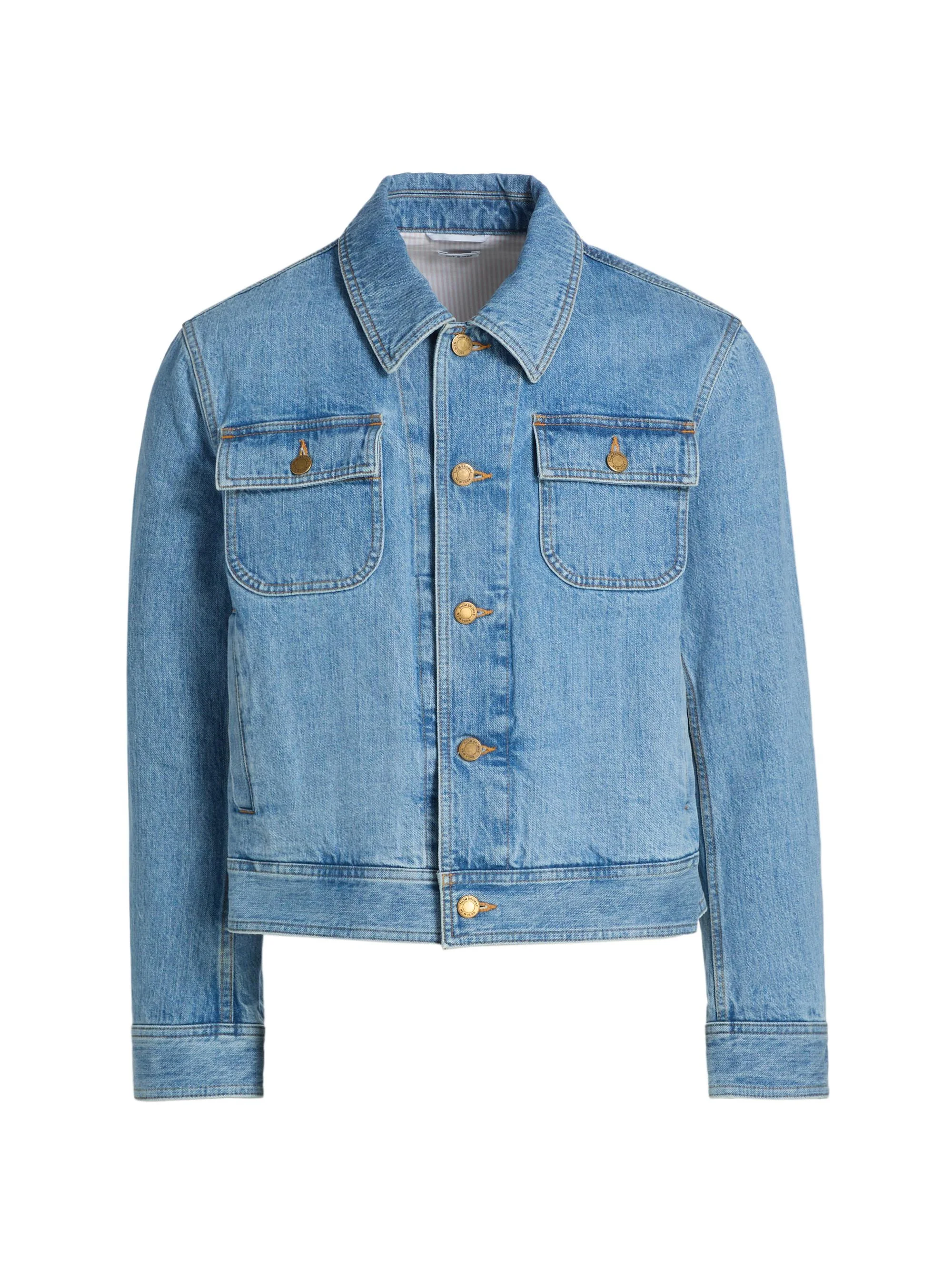 Men's Selvedge Denim Backstrap Utility Jacket - Light Blue - 1