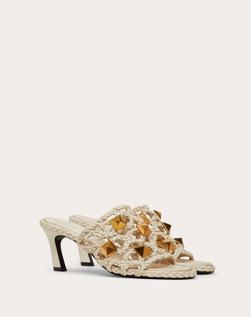 Valentino ROMAN STUD SLIDE SANDAL IN WOVEN METALLIC NAPPA 65 MM outlook