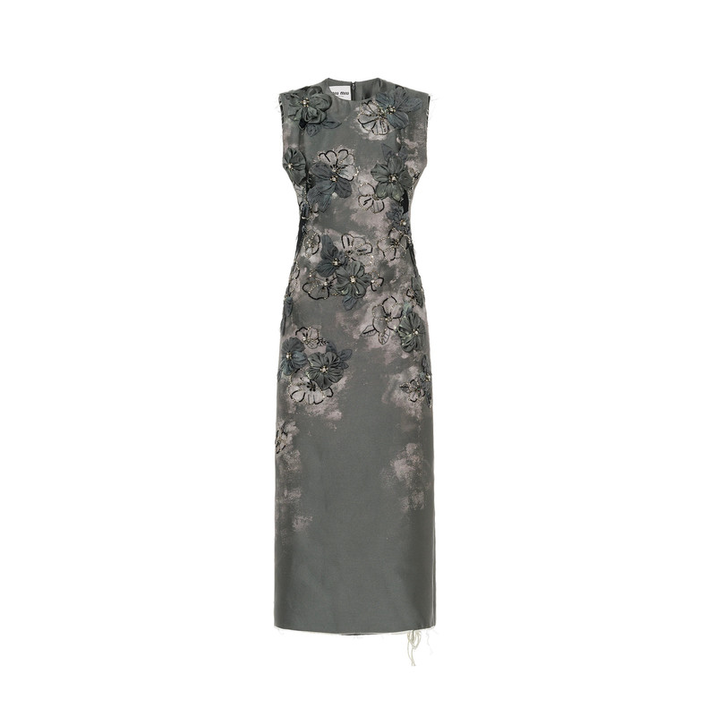 Embroidered satin midi-dress - 1