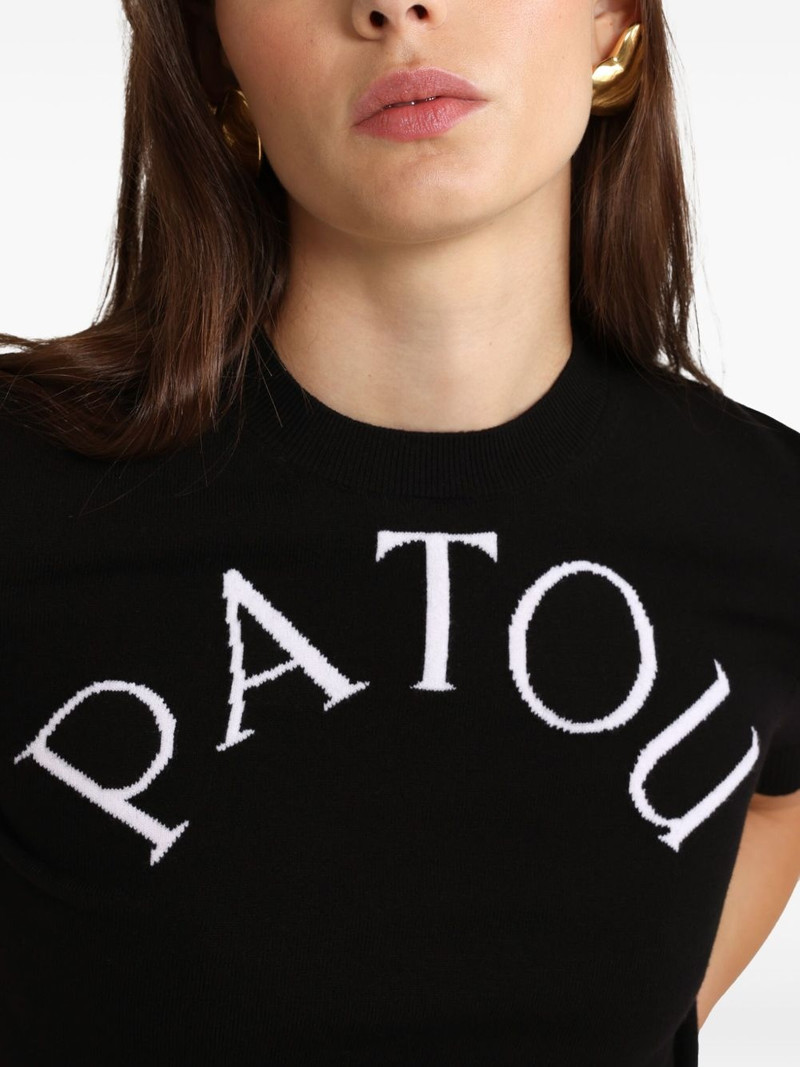 logo-jacquard cropped T-shirt 5