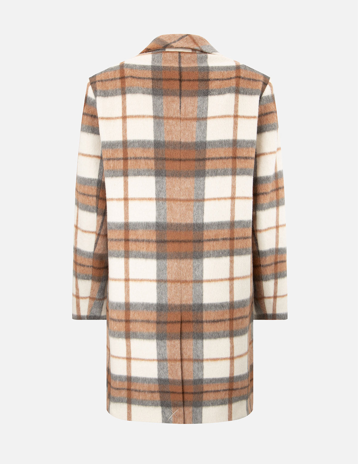 SEAGULL EMBROIDERY CHECKED WOOL-BLEND COAT - 2