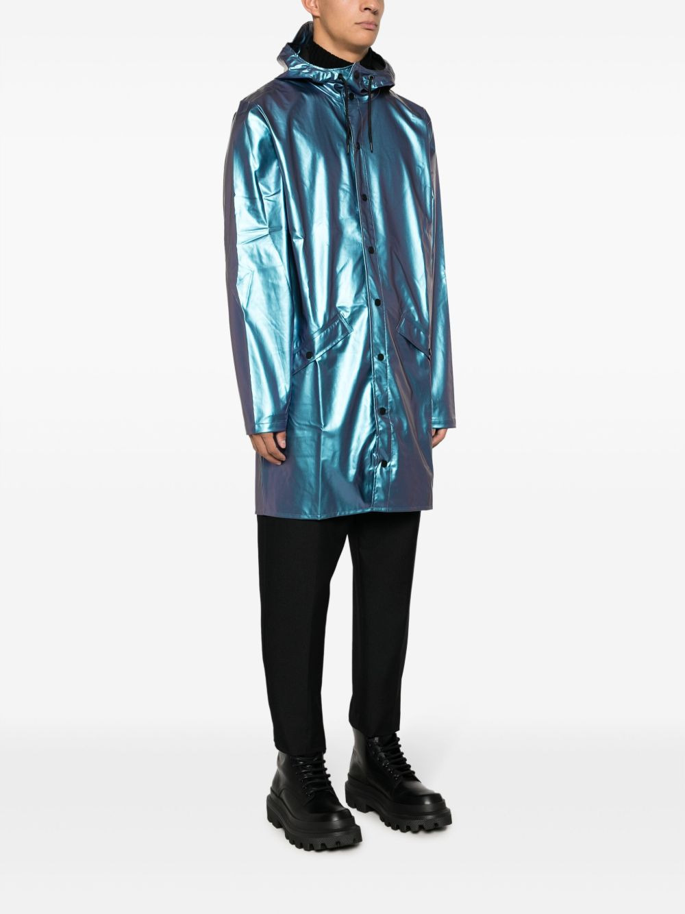 RAINS metallic-finish hooded jacket | REVERSIBLE