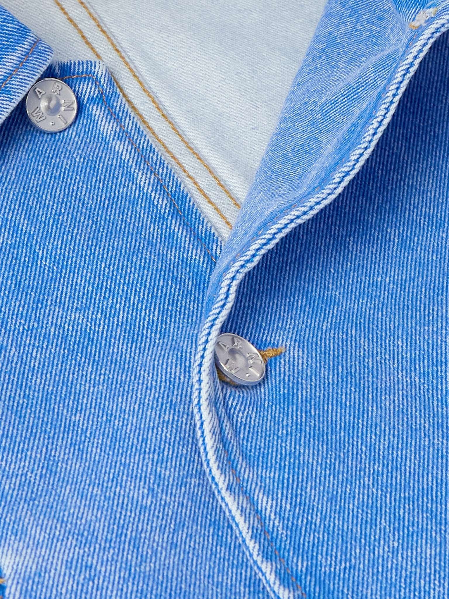 Logo-Embroidered Bleached Denim Jacket - 5