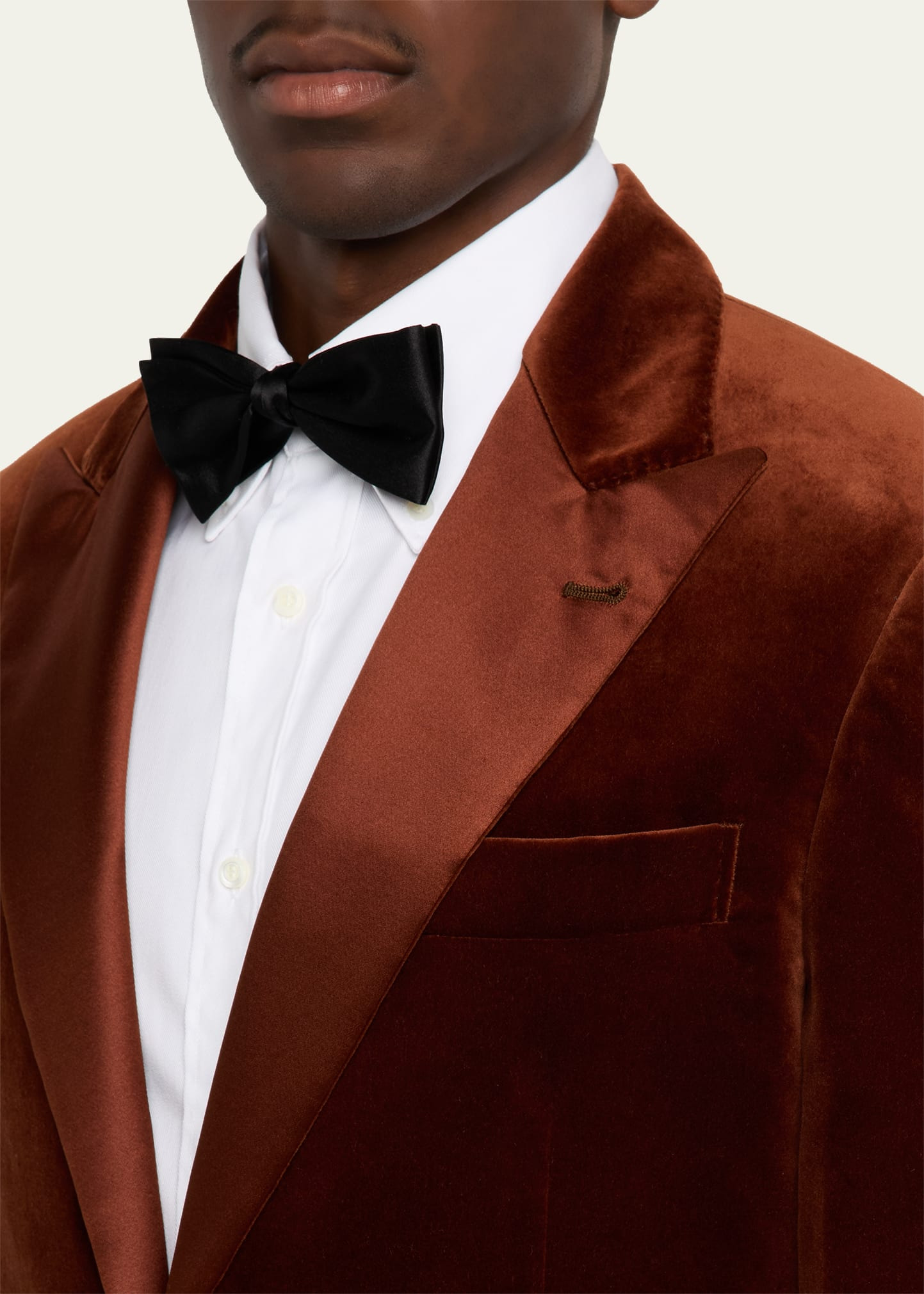 Men's Satin Peak Lapel Velvet Dinner Jacket - 5