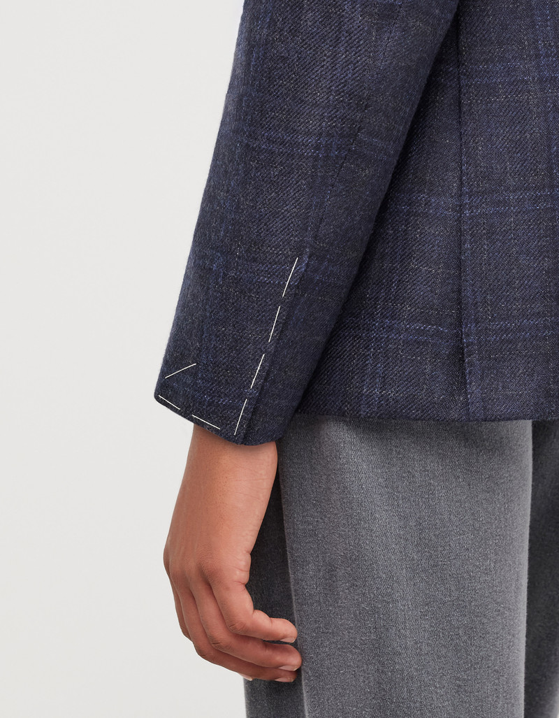 EXCLUSIVE NAVY BLUE PURE CASHMERE PATTERNED JACKET 5