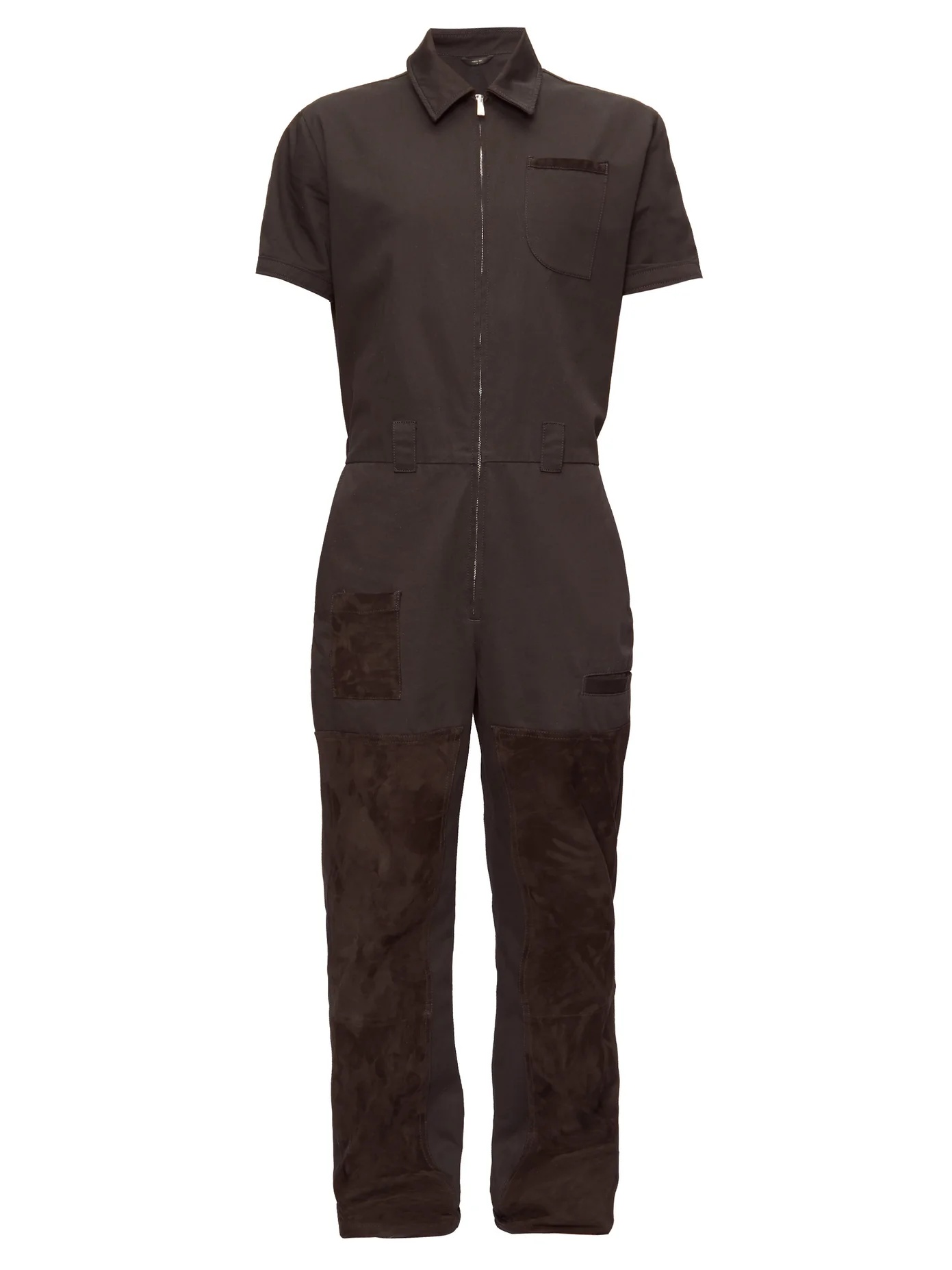 Suede-patch canvas overalls - 1