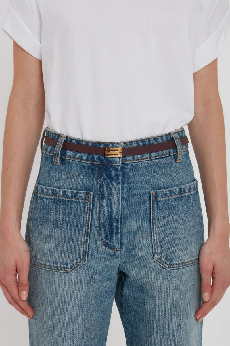 Victoria Beckham Micro Dorian Belt In Burgundy Leather outlook