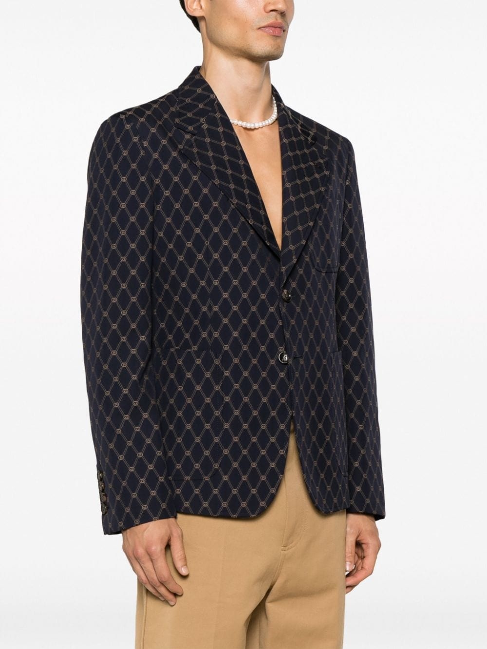 Interlocking G-jacquard wool blazer - 3