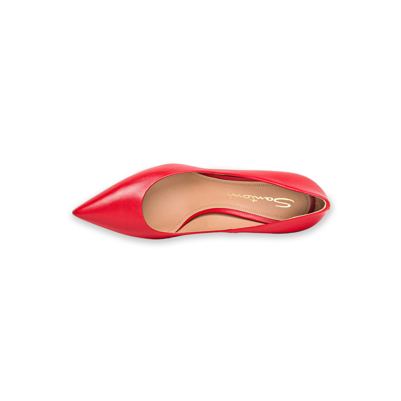 Women's red leather high-heel pump 4