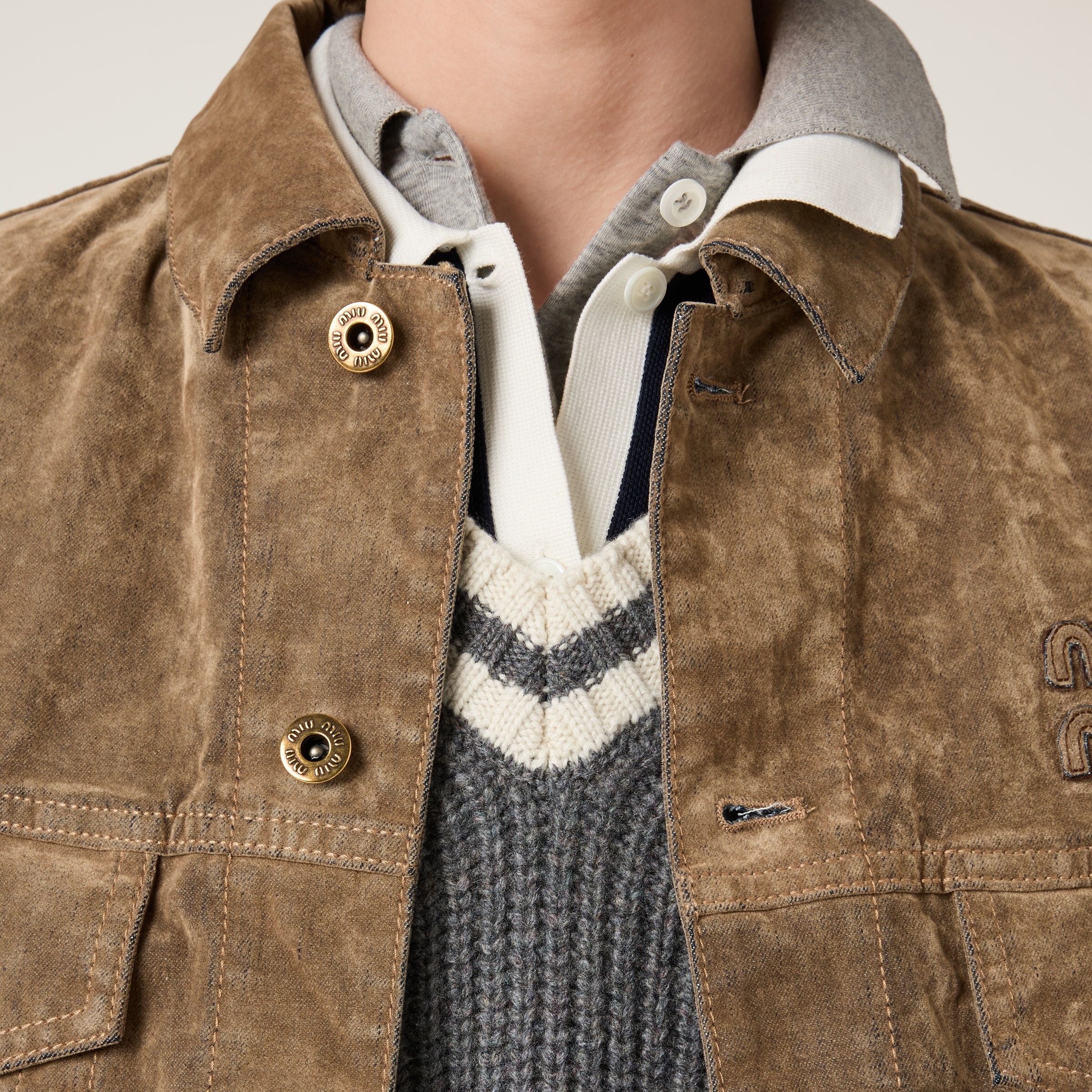 Washed flocked chambray vest - 4