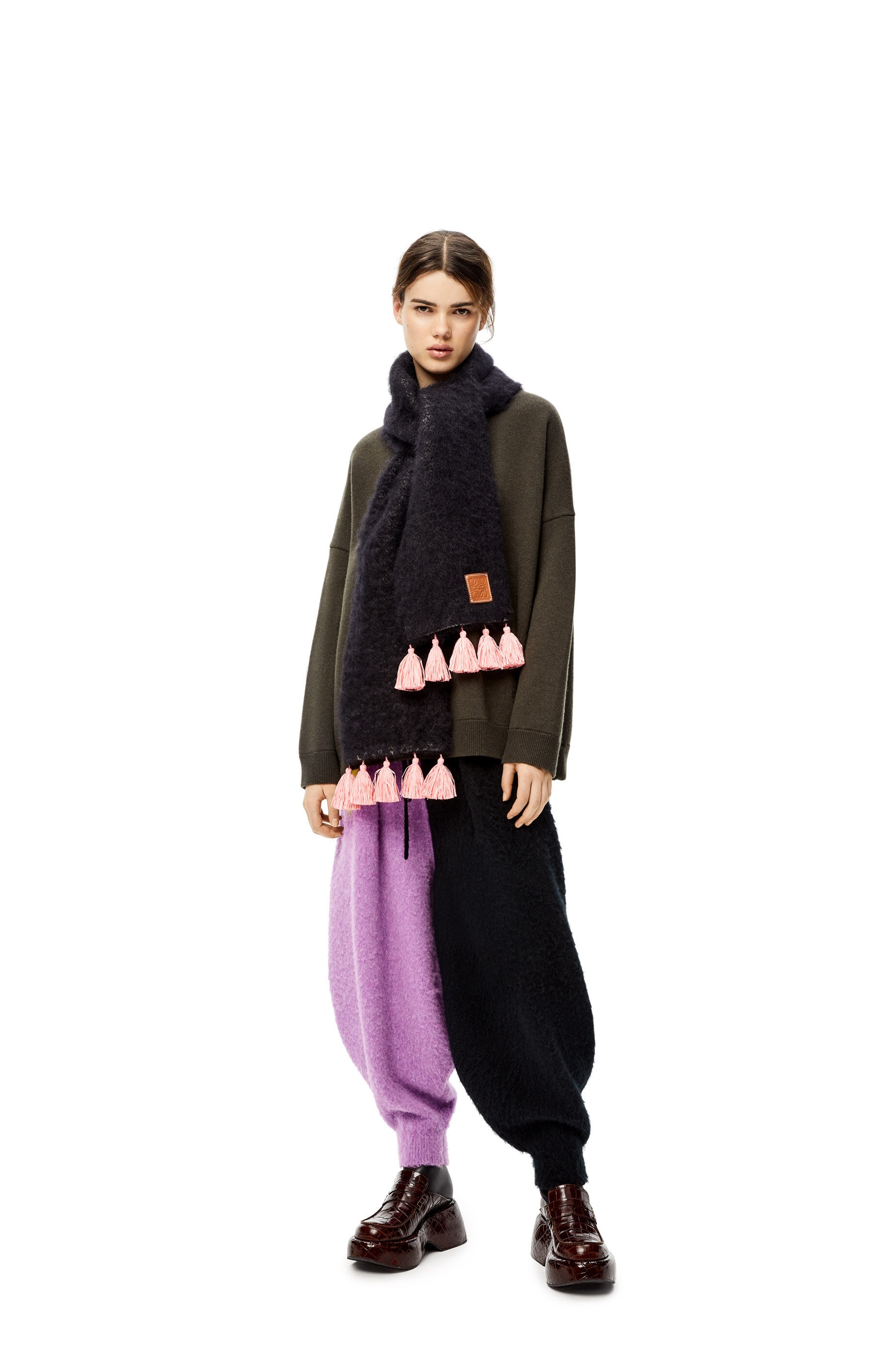 Intarsia balloon trousers in wool - 2