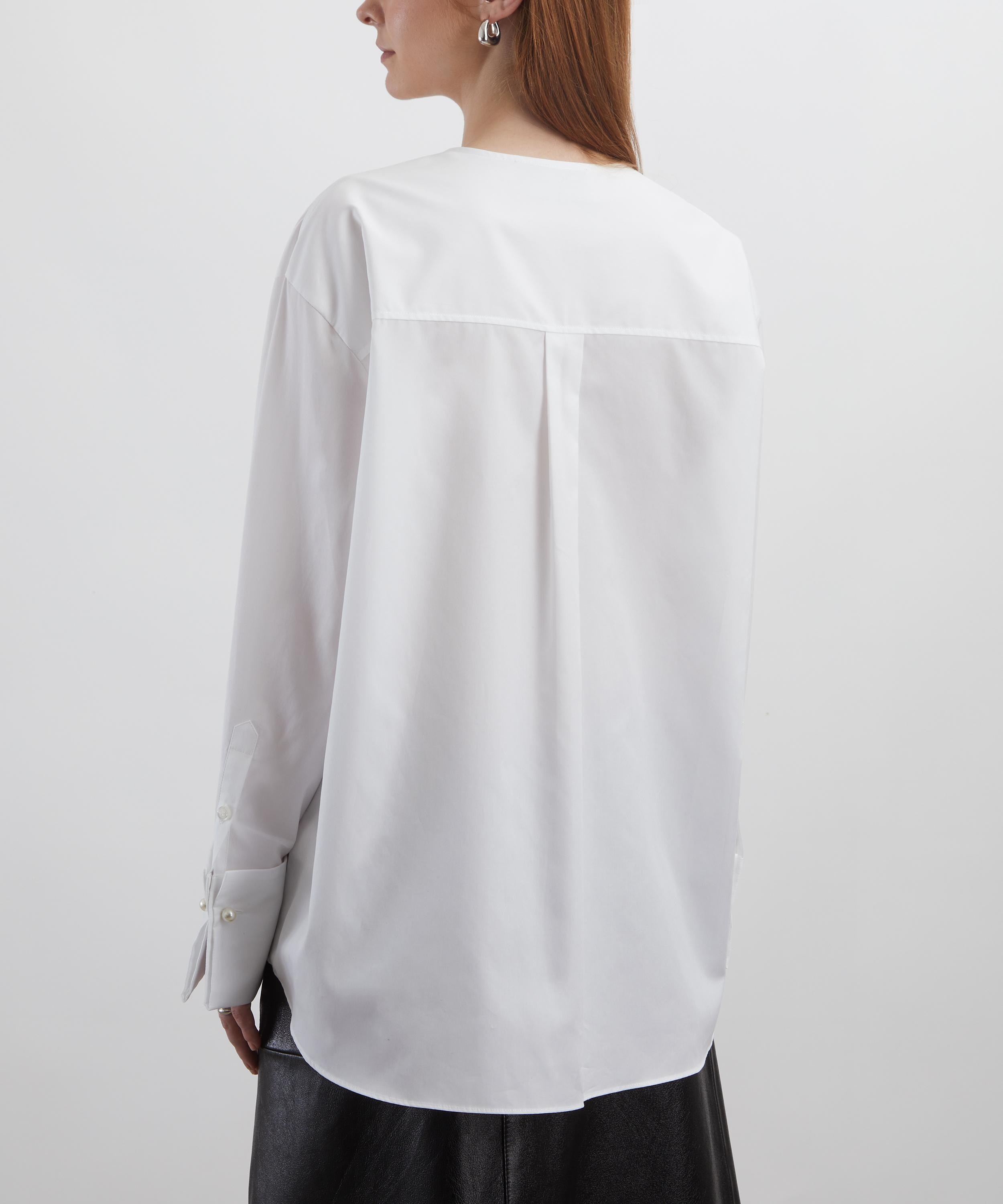 Collarless Elongated Shirt - 4