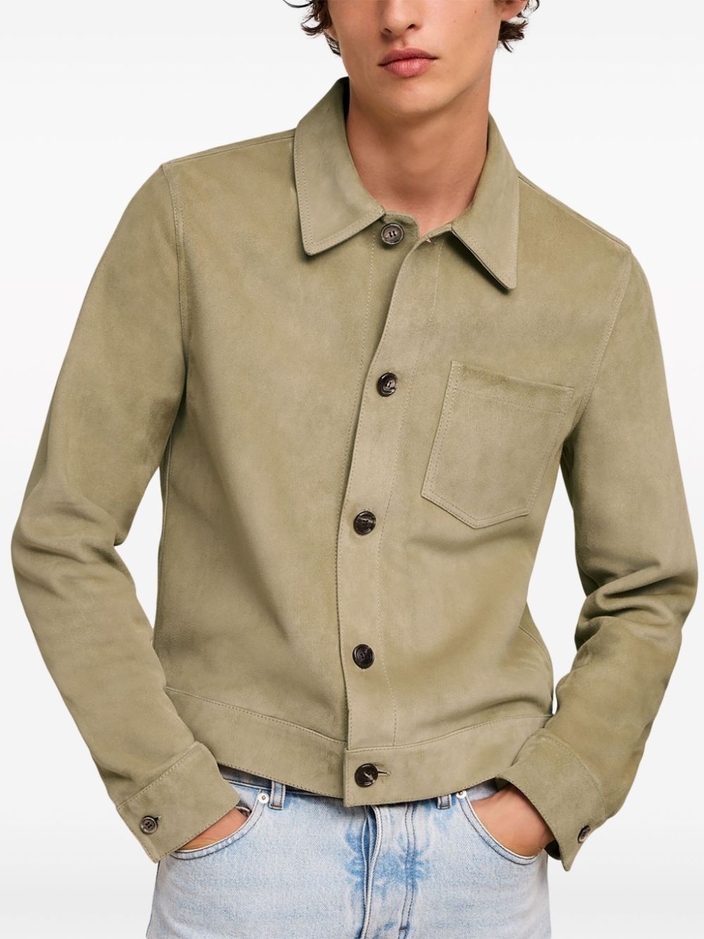 boxy-fit goatskin shirt jacket - 5