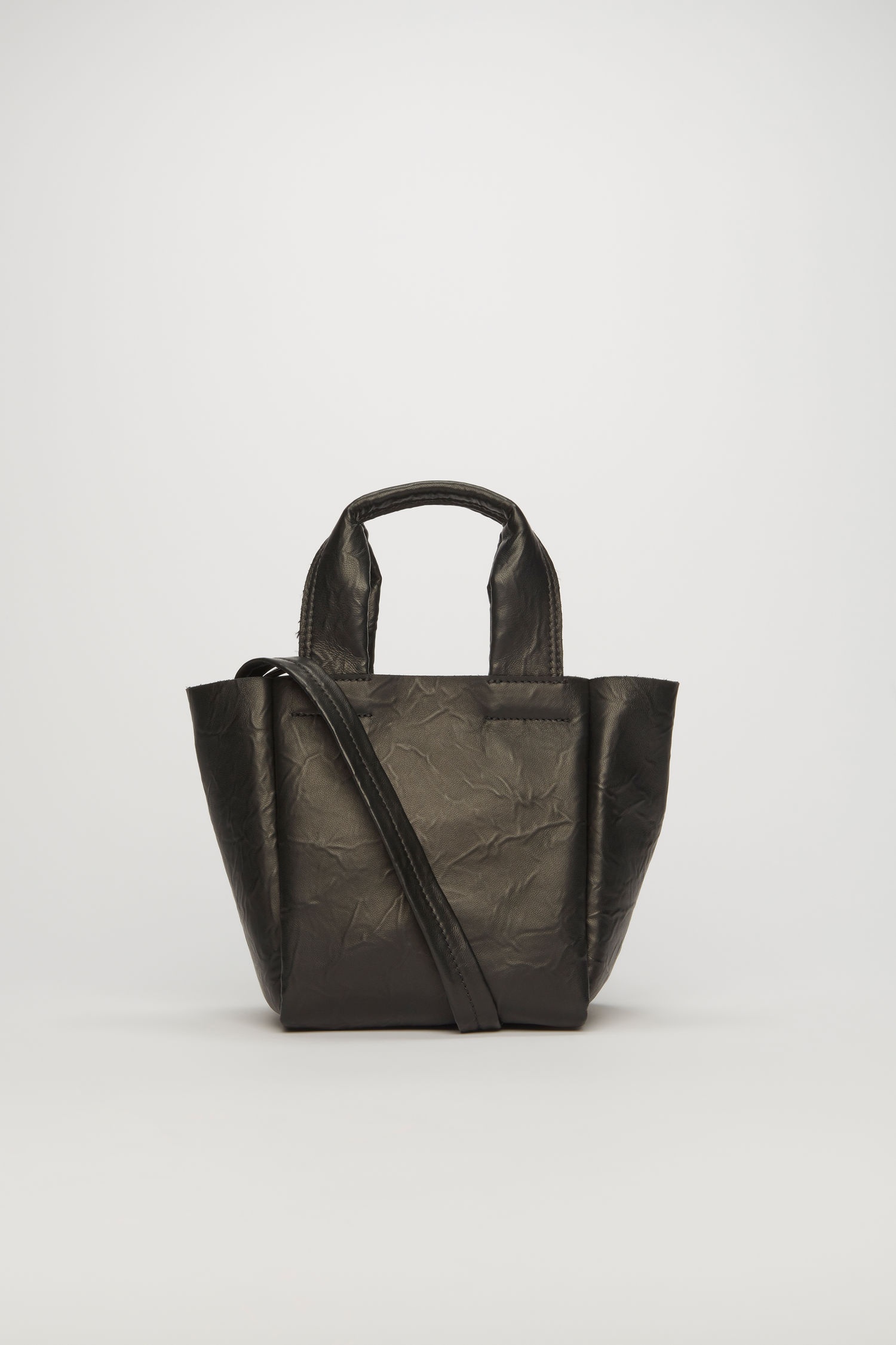 Mini leather tote bag black - 4