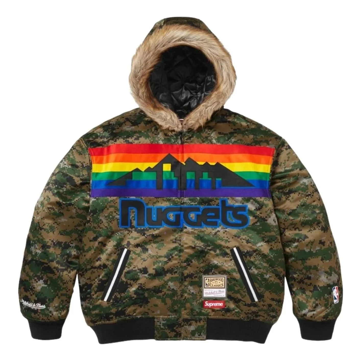 Supreme x Mitchell & Ness SS26 Teams Hooded Satin Varsity Jacket 'Digi Camo' SUP-SS26-285-CMO - 1