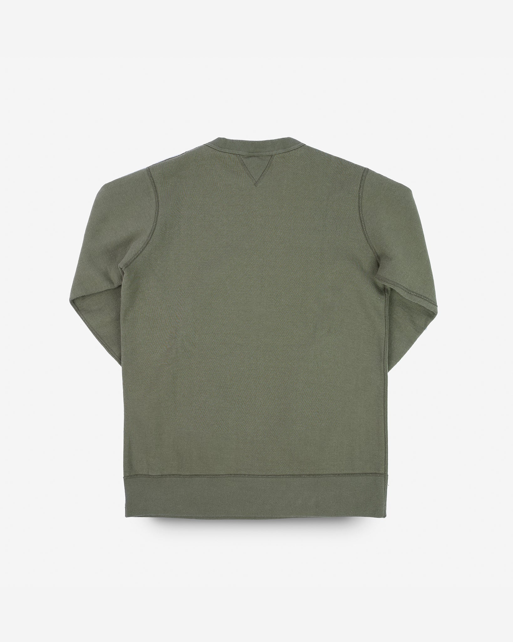 IHSW-69L-OLV 14oz Ultra Heavyweight Loopwheel Cotton Crew Neck Sweat - Olive - 4