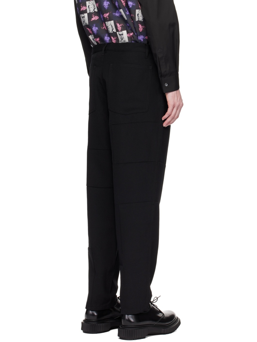 Black Paneled Trousers - 3