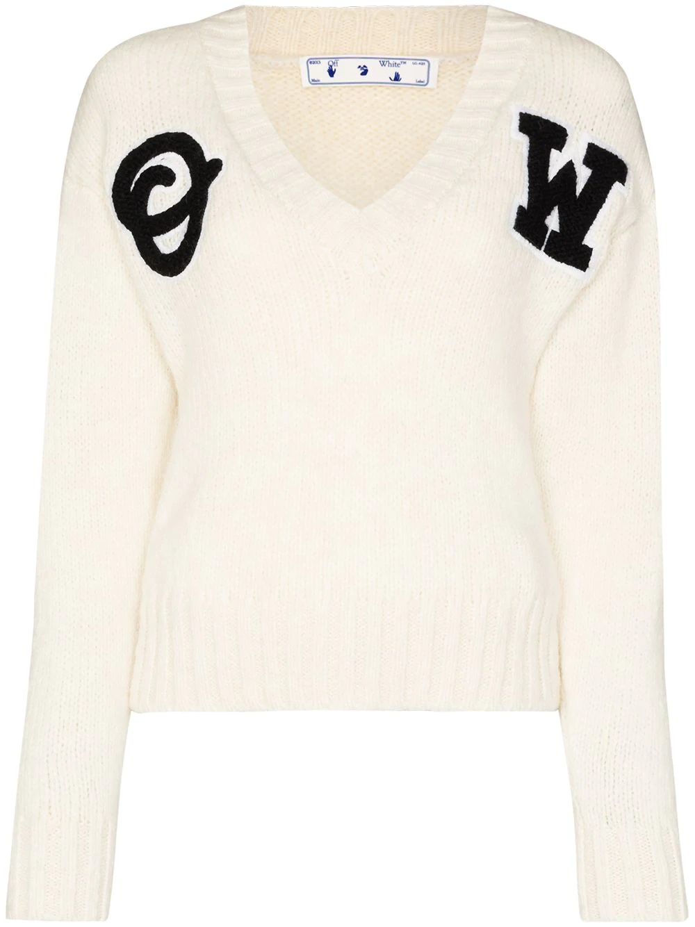 logo intarsia V-neck jumper - 1