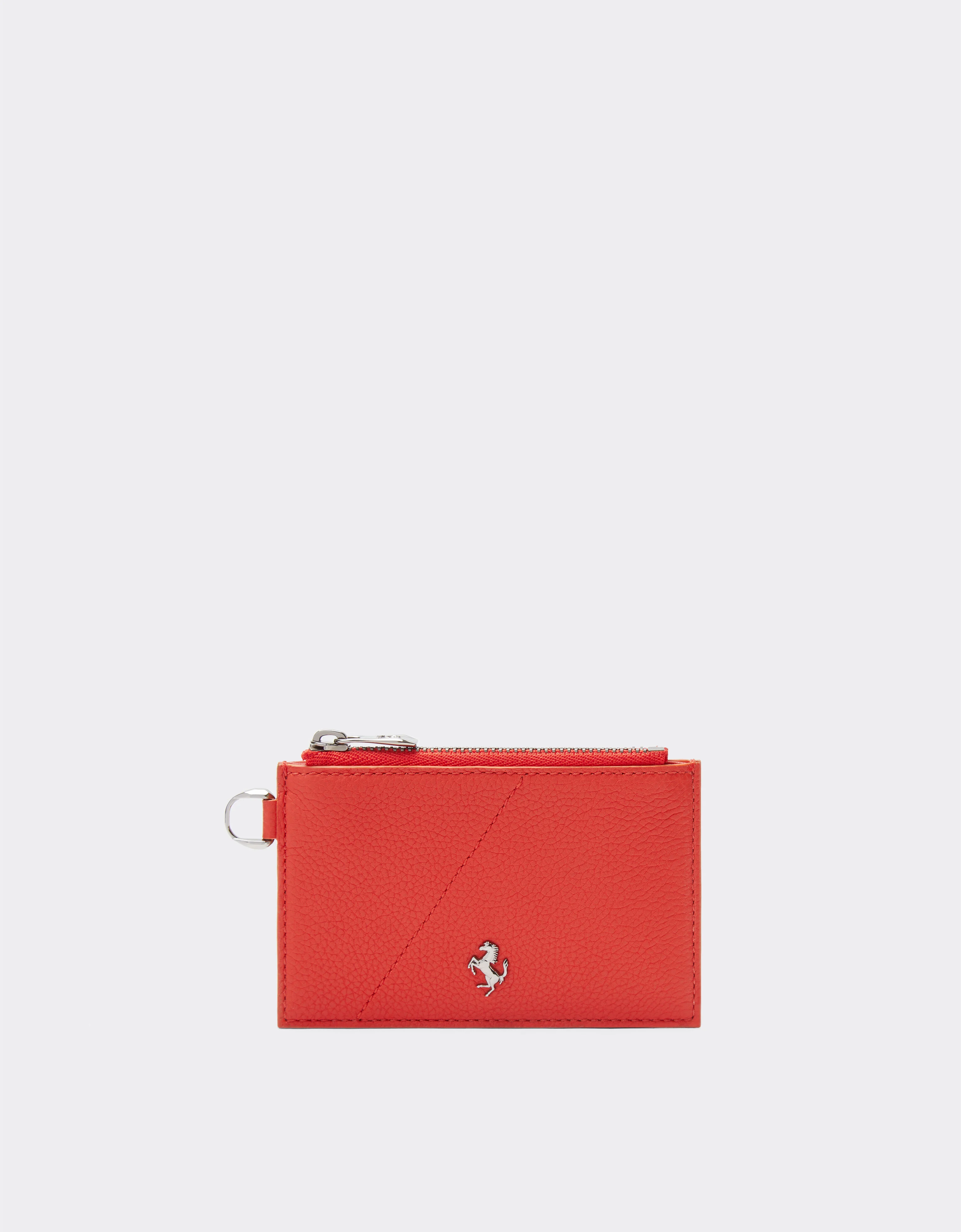 Zip card holder in textured leather - 1