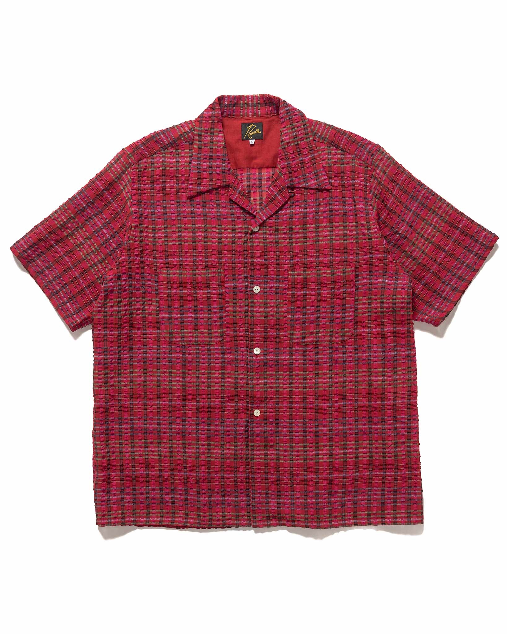 S/S One-Up Shirt - PE/R Chiffon Sucker Plaid Red - 1