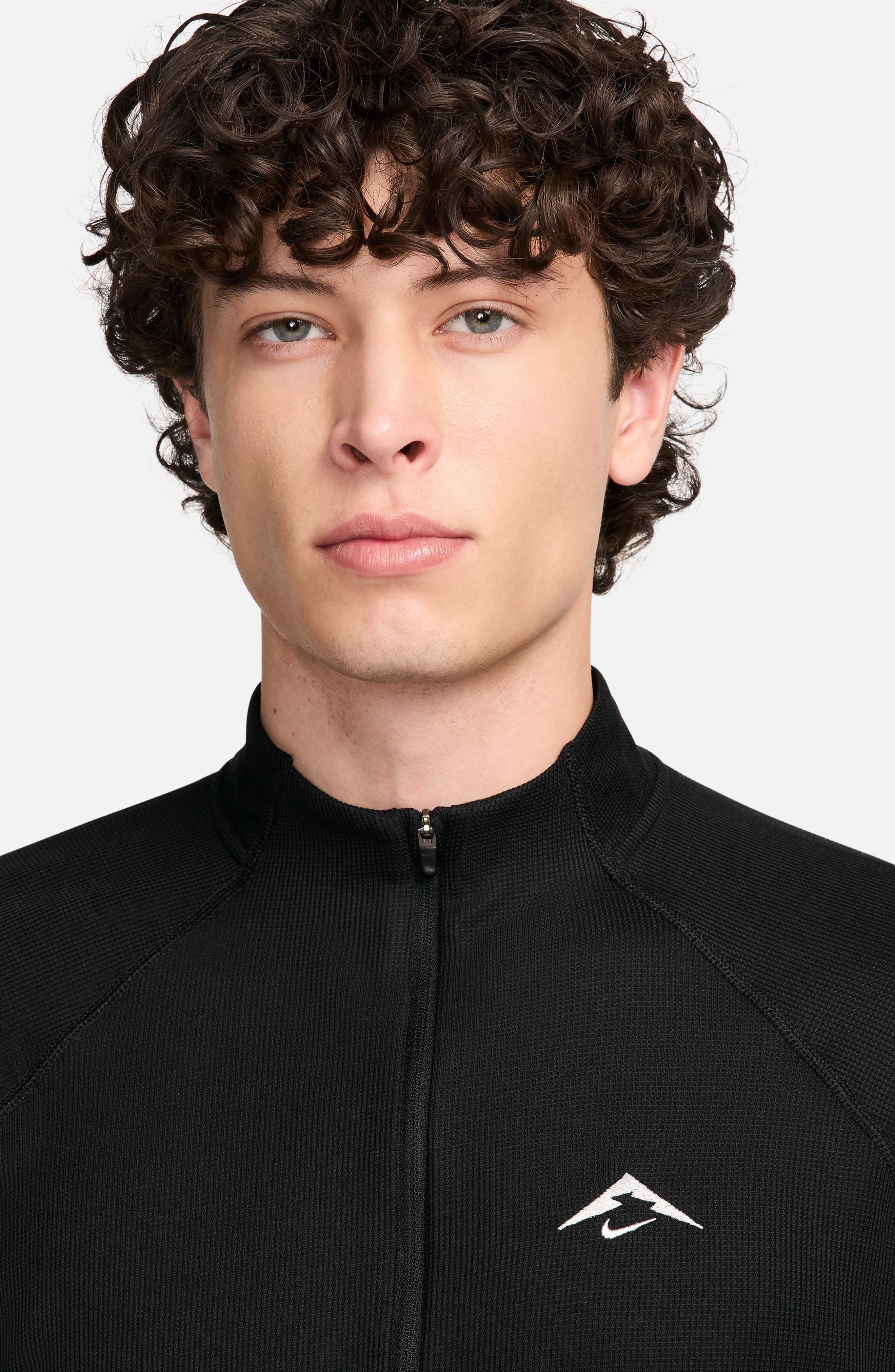 Nike Dri-FIT Half Zip Midlayer Trail Top in Black/Summit White at Nordstrom - 3