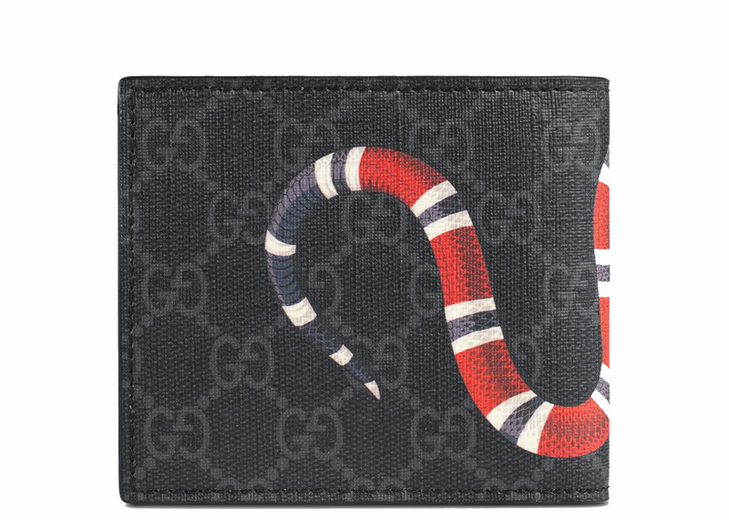 GUCCI Gucci Coin Wallet GG Supreme Kingsnake Print Black/Grey outlook