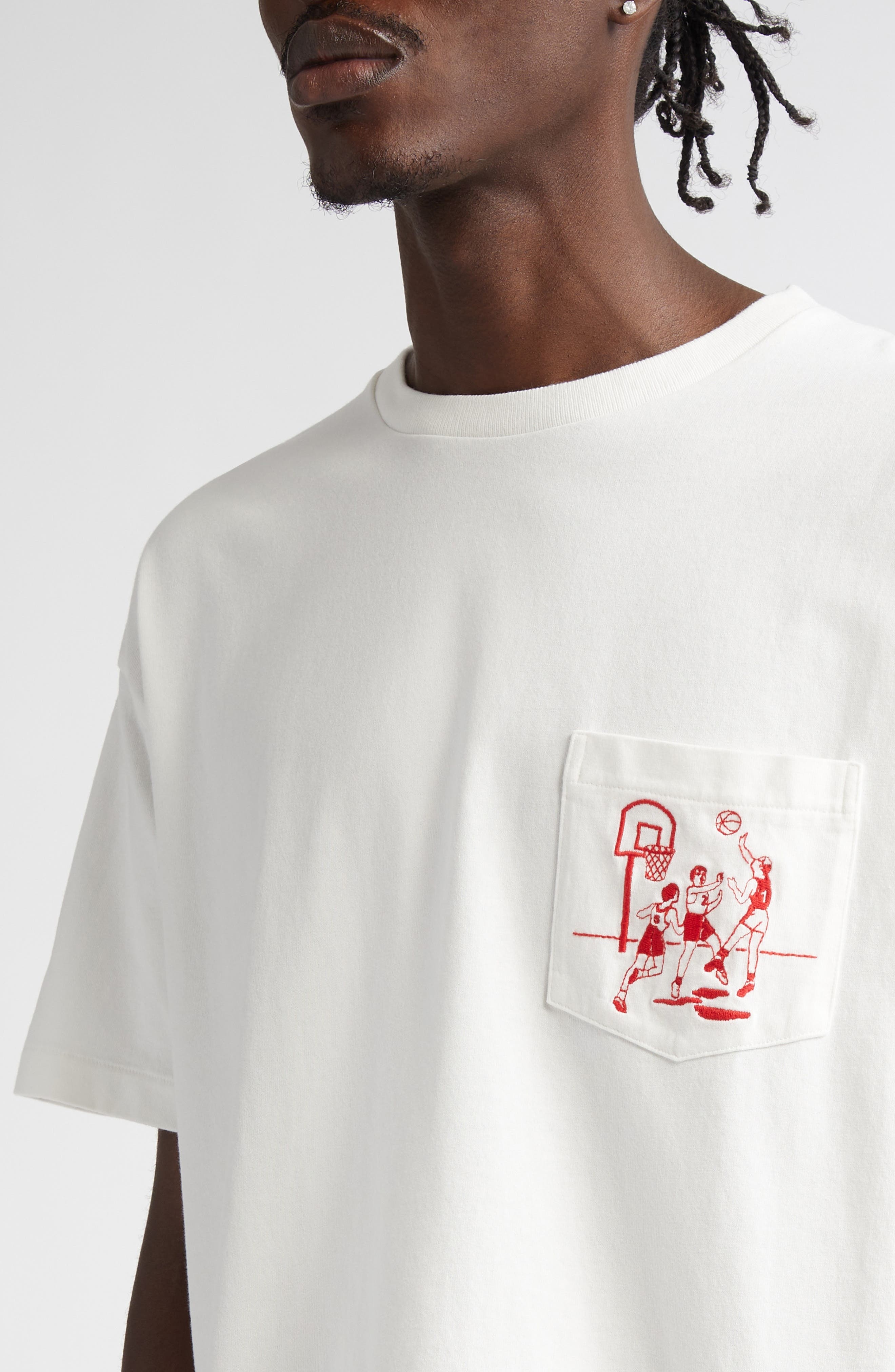 Bode Embroidered Hoop Pocket T-Shirt in Cream at Nordstrom - 5