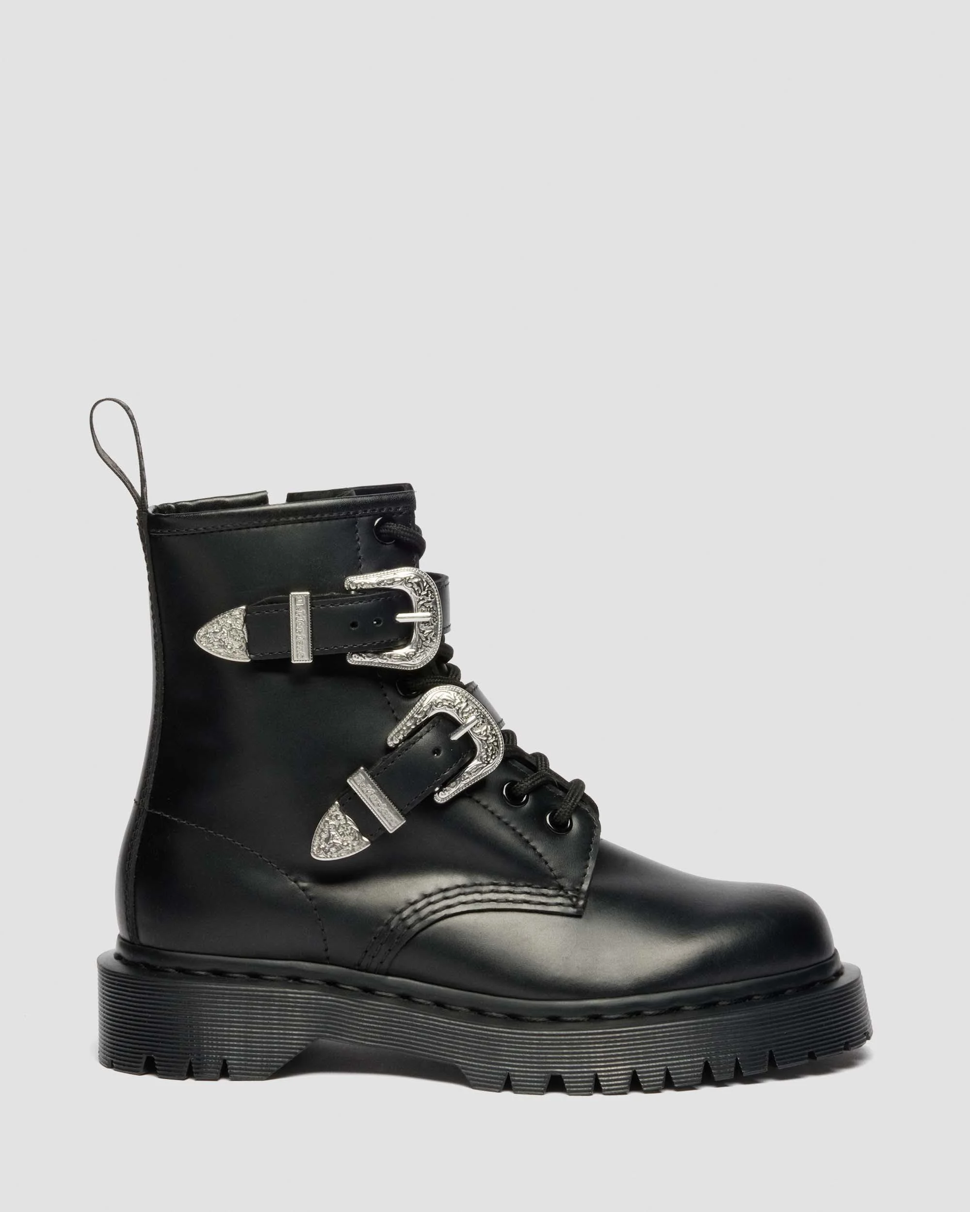 1460 Western Buckle Bex Atlas Leather Lace Up Ankle Boots - 1