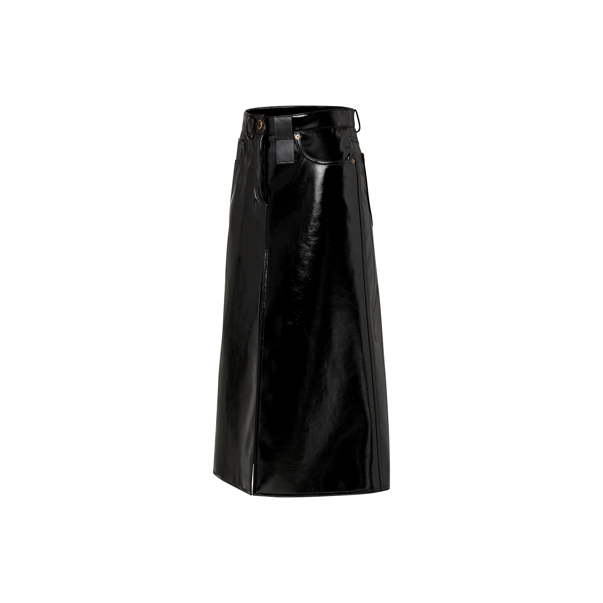 Crinkled Vinyl Midi Skirt - 2