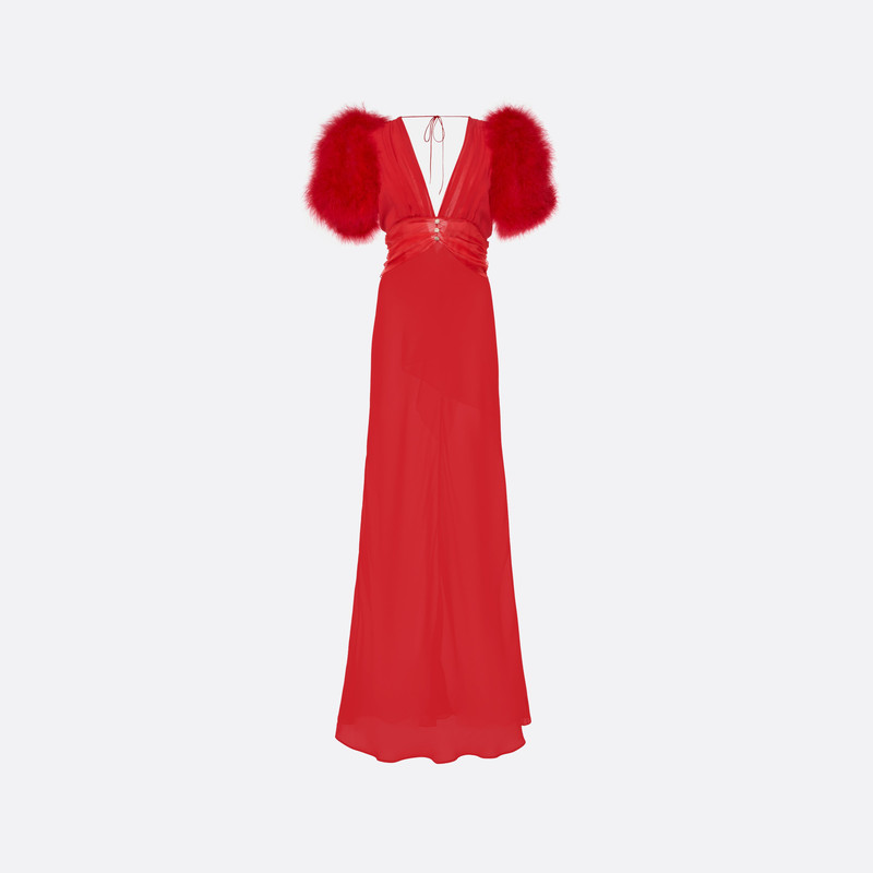 SILK GEORGETTE SLIP EVENING DRESS 1
