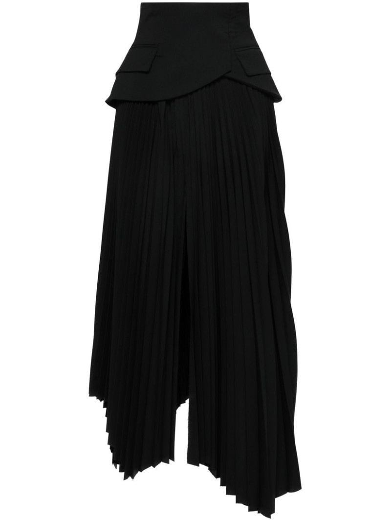 pleated asymmetric maxi skirt 1