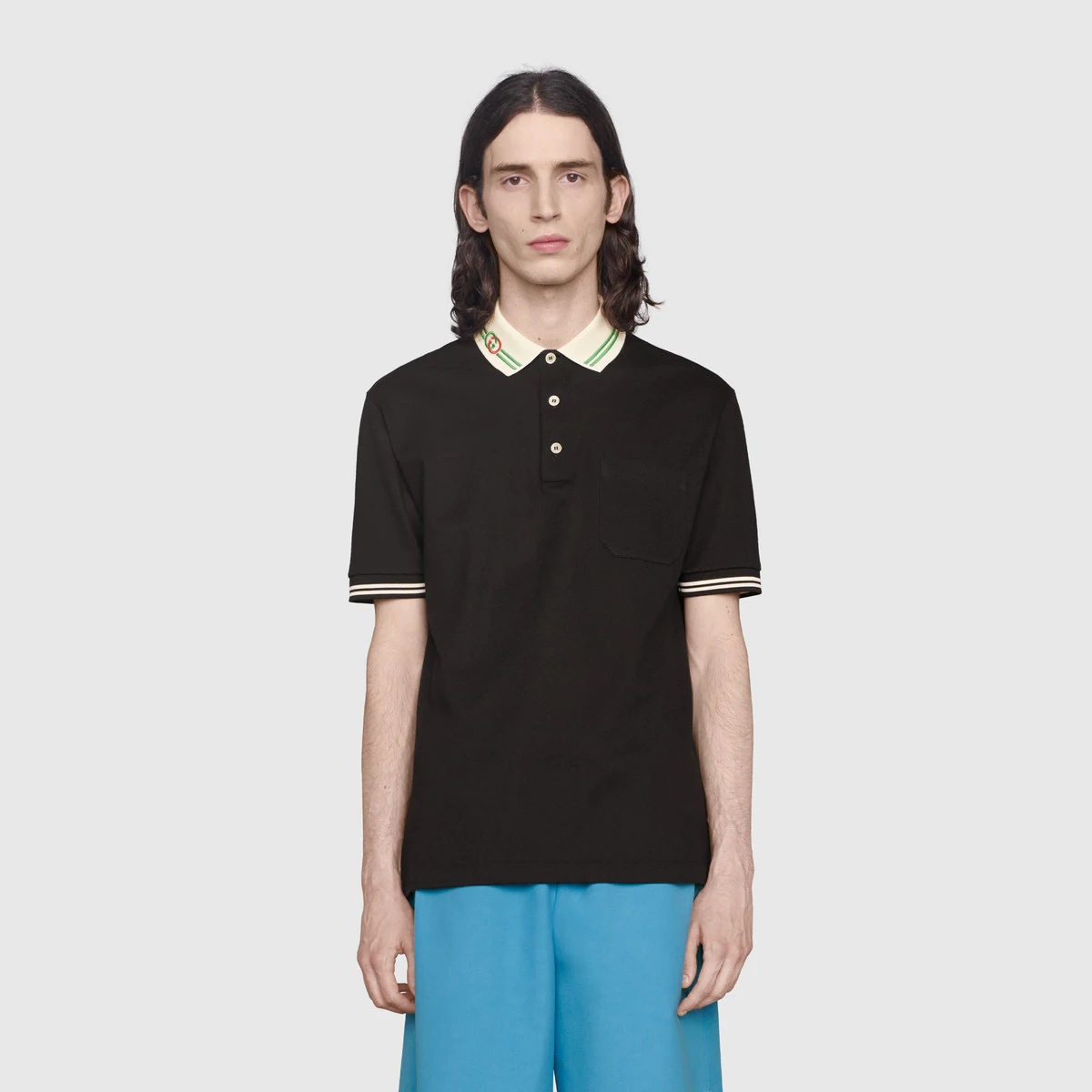 Cotton piquet polo with Interlocking G - 3