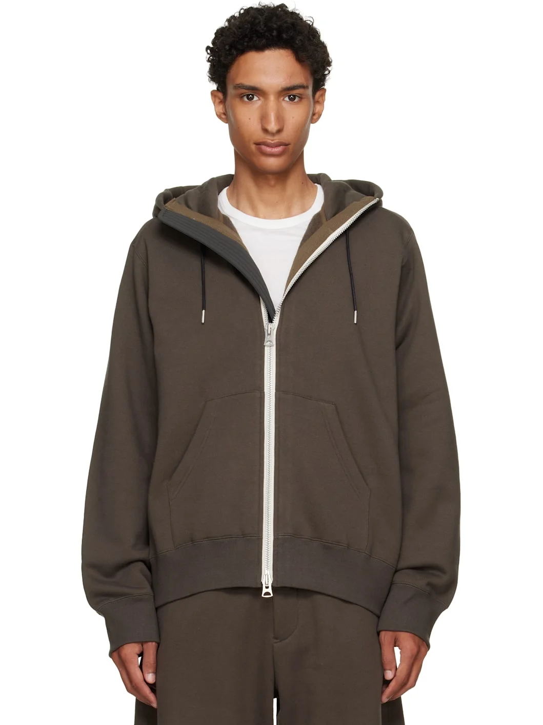 Khaki Cotton Jersey Hoodie - 1