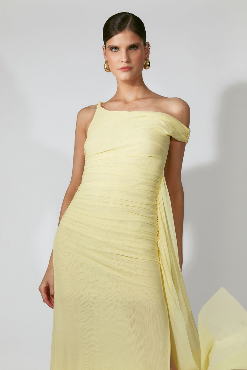 BARDOT Layana Asym Maxi Dress In Canary Yellow outlook