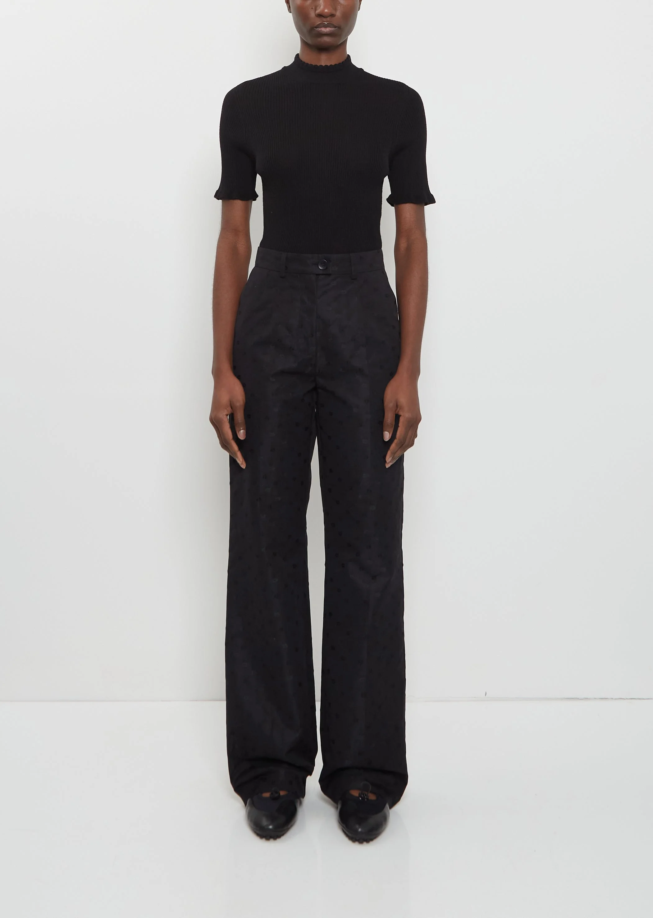 Sonja Floral Jacquard Trousers - 1