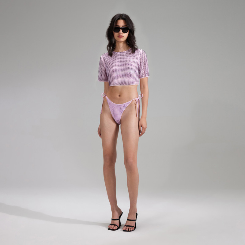 Lilac Rhinestone Mesh Crop Top 2