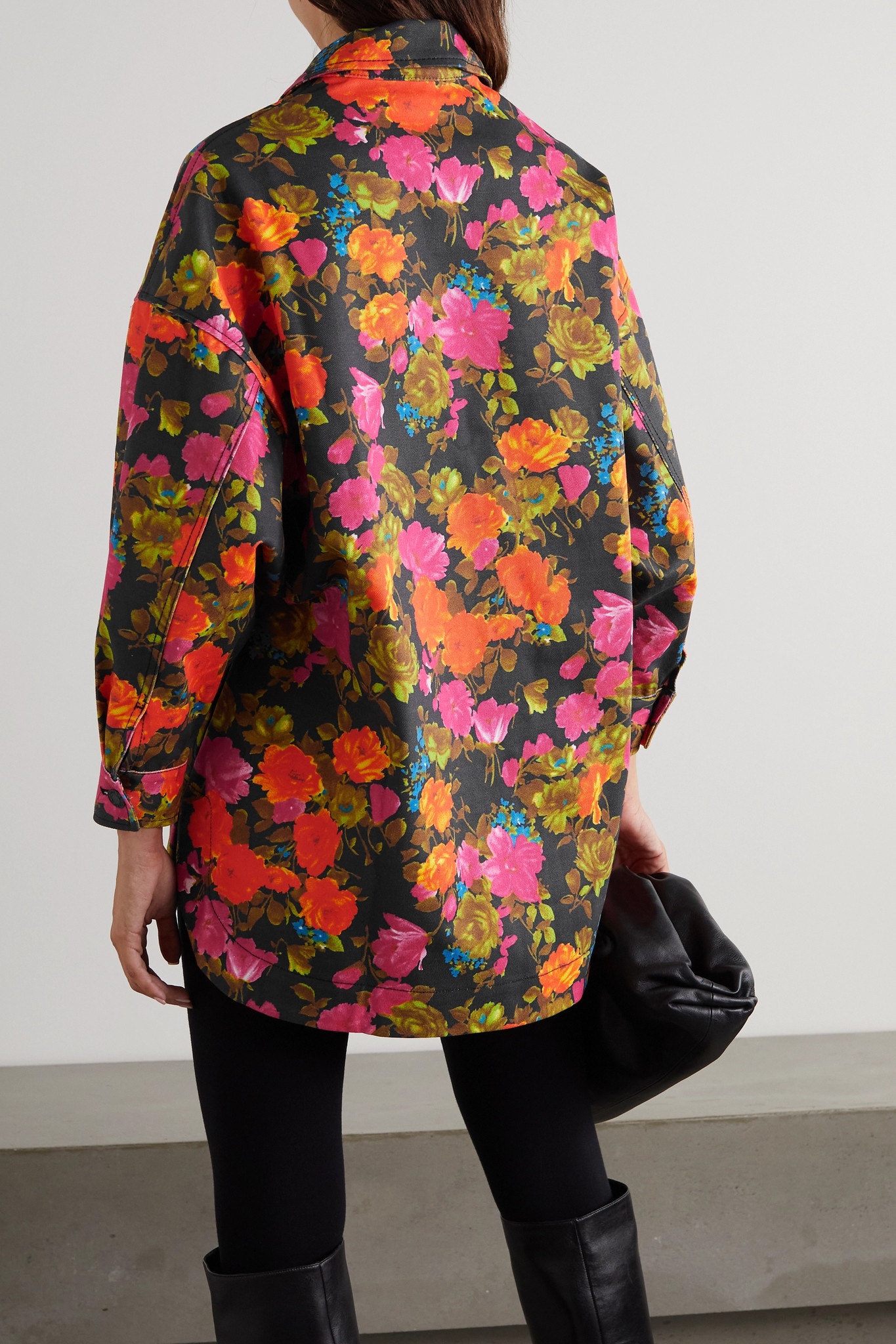 Oversized floral-print denim jacket - 3