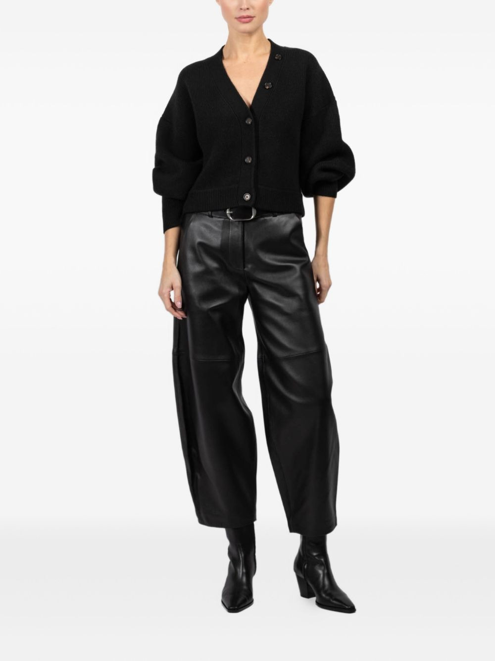asymmetric-neck buttoned cardigan - 2