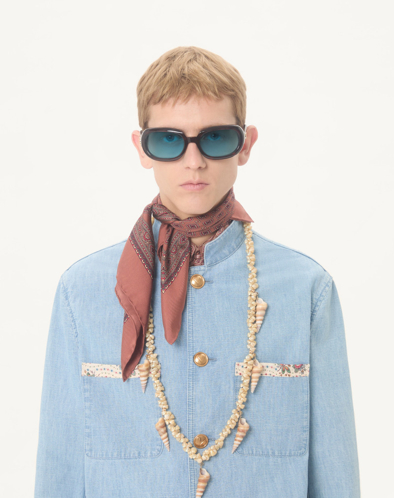 VALENTINO DENIM SAFARI JACKET WITH PRINTED EDGES 3