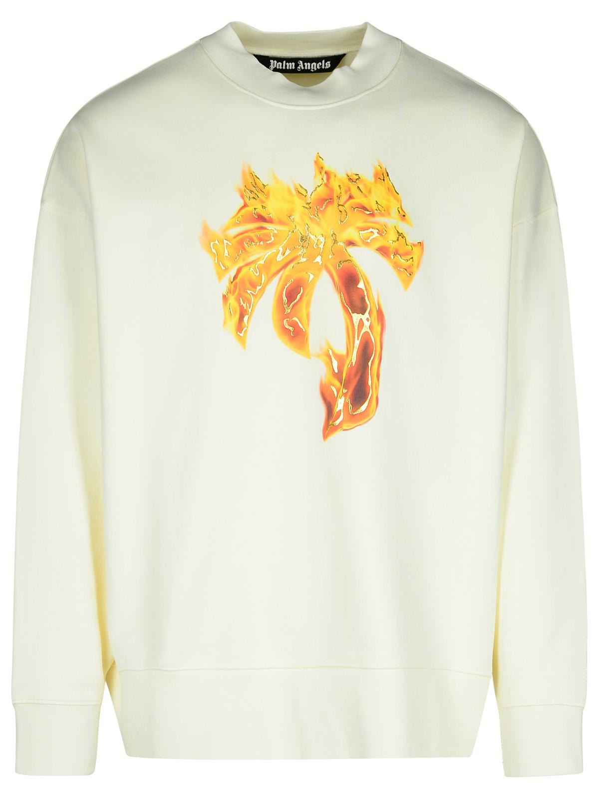 Palm Angels 'Burning Palm' Cream Cotton Sweatshirt Man - 1